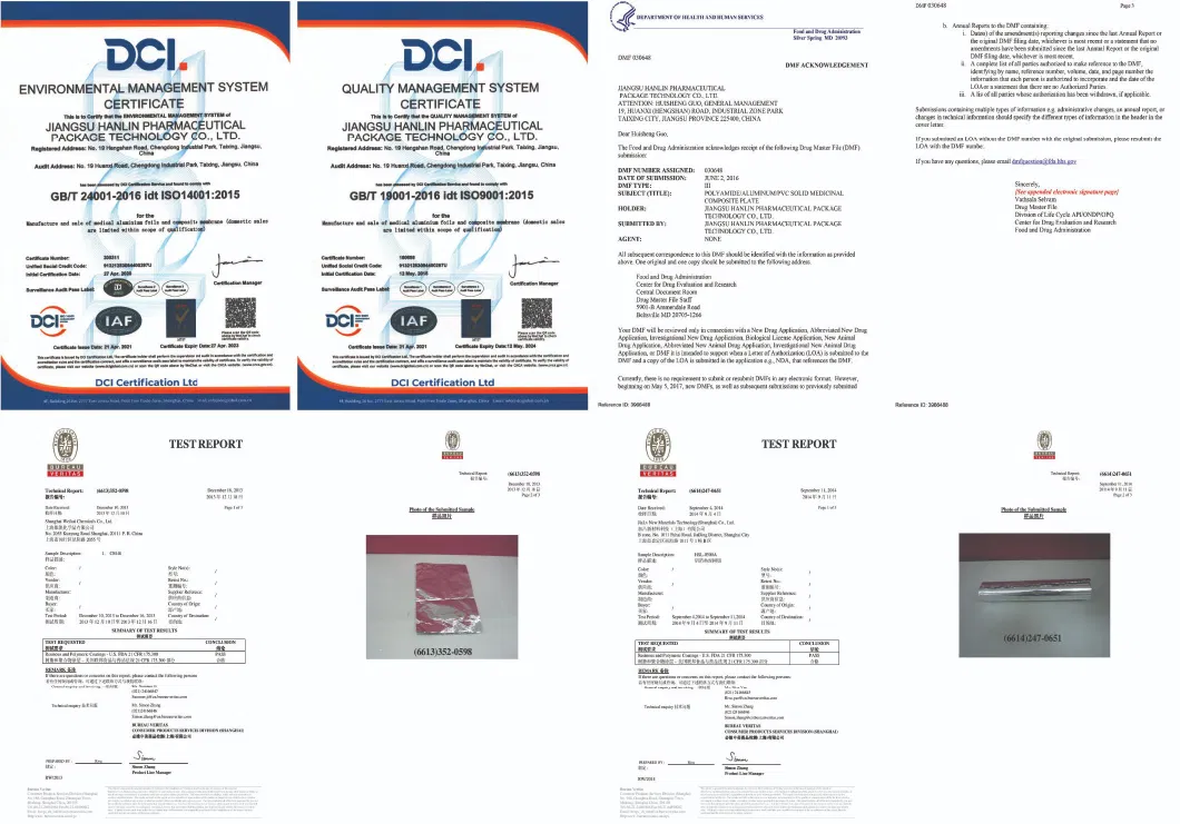 Jiangsu Hanlin No Crack or Delamination PA / Al / PVC Cold Forming Blister Aluminum Foil